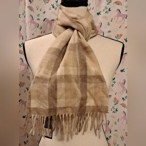 NWT Gobi Beige Plaid Cashmere Neutral Boho Casual Everyday Winter Scarf Wrap